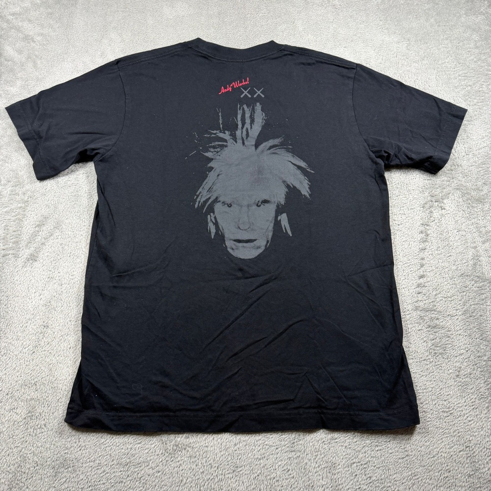 Uniqlo KAWS Warhol T-Shirt Men Small Black Graphic XX Andy Warhol Portrait